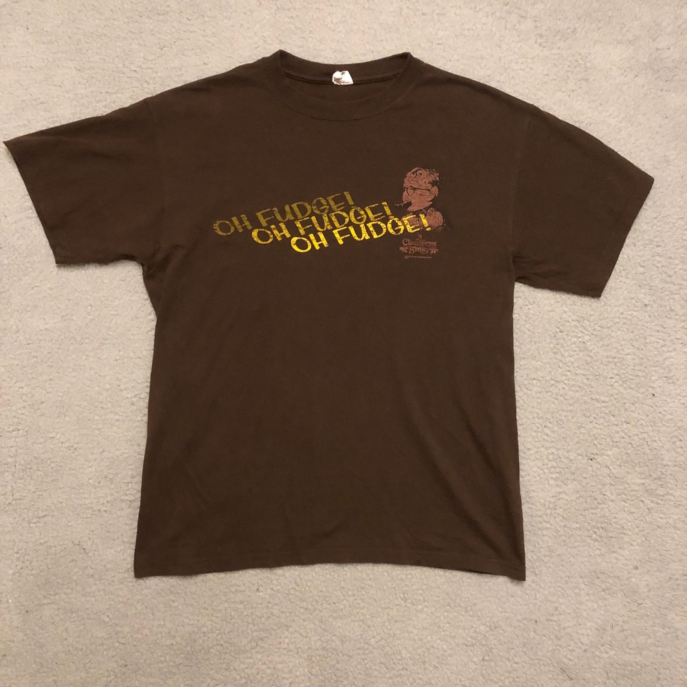 Vtg A Christmas Story Oh Fudge Ralphie Movie Promo T-Shirt Brown Large 2006